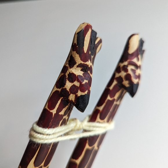 Carved Giraffe Salad Utensils from Kenya - Picture 2 of 2